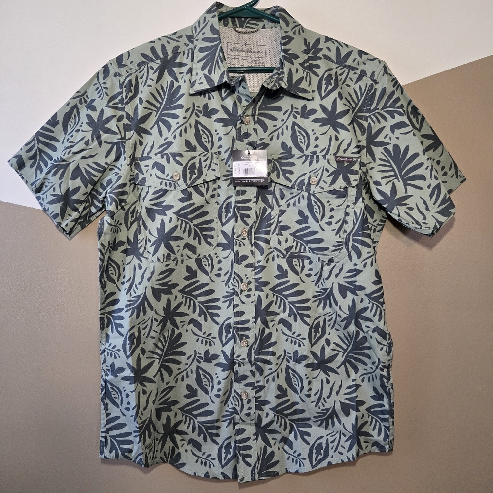 Eddie Bauer Men’s Pro Creek Short Sleeve Performance Shirt Eucalyptus Size Small